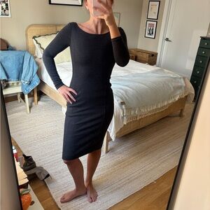 Max Mara Classic Long-Sleeve Dark Grey  Wool Dress